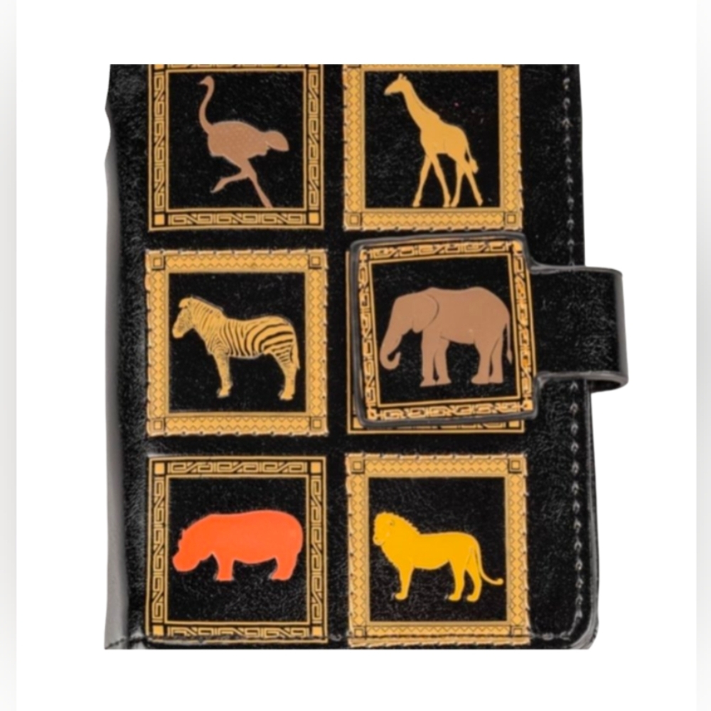 Shagwear Small Wallet Vegan Leather African Pattern Clutch Bag Coin Purse Black